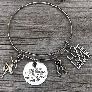 Dance Charm Bracelet, Christian Bangle Bracelet